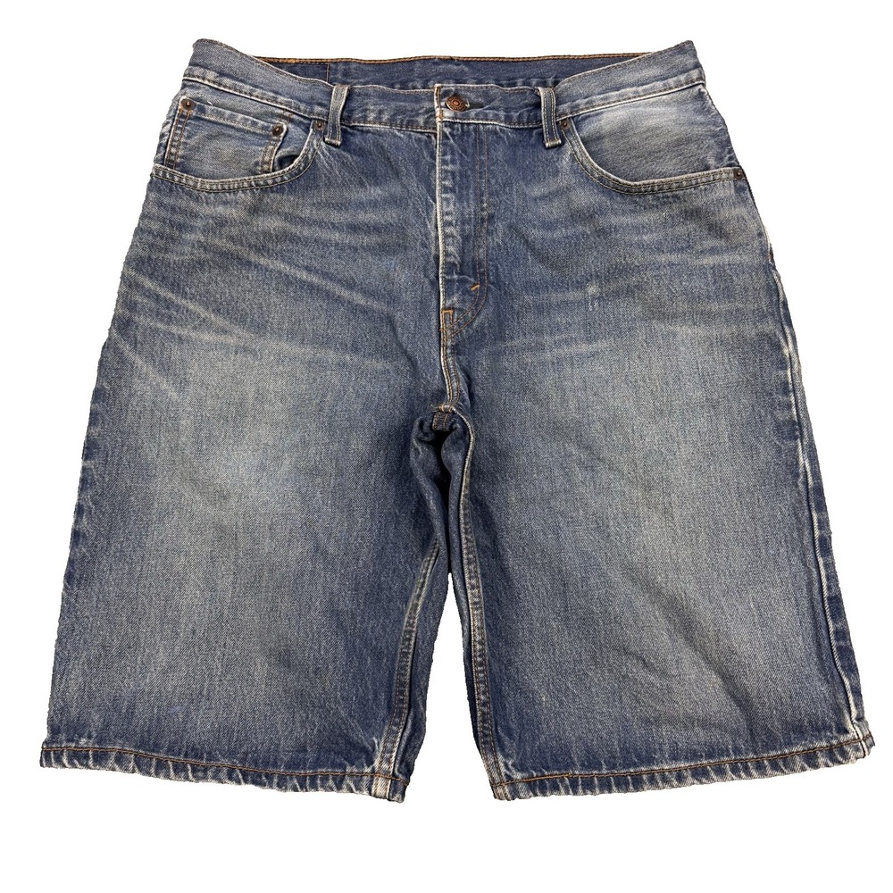 Levis 569 Jean Shorts Men W34‎ L12 Blue Loose Straight Whisker Denim